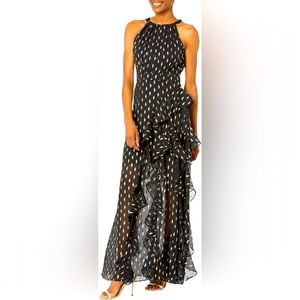 Betsy & Adam™ Long Halter Chiffon Clip Dot Sz 14